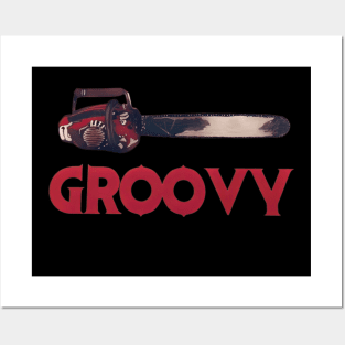 Groovy Chainsaw (RED) Posters and Art